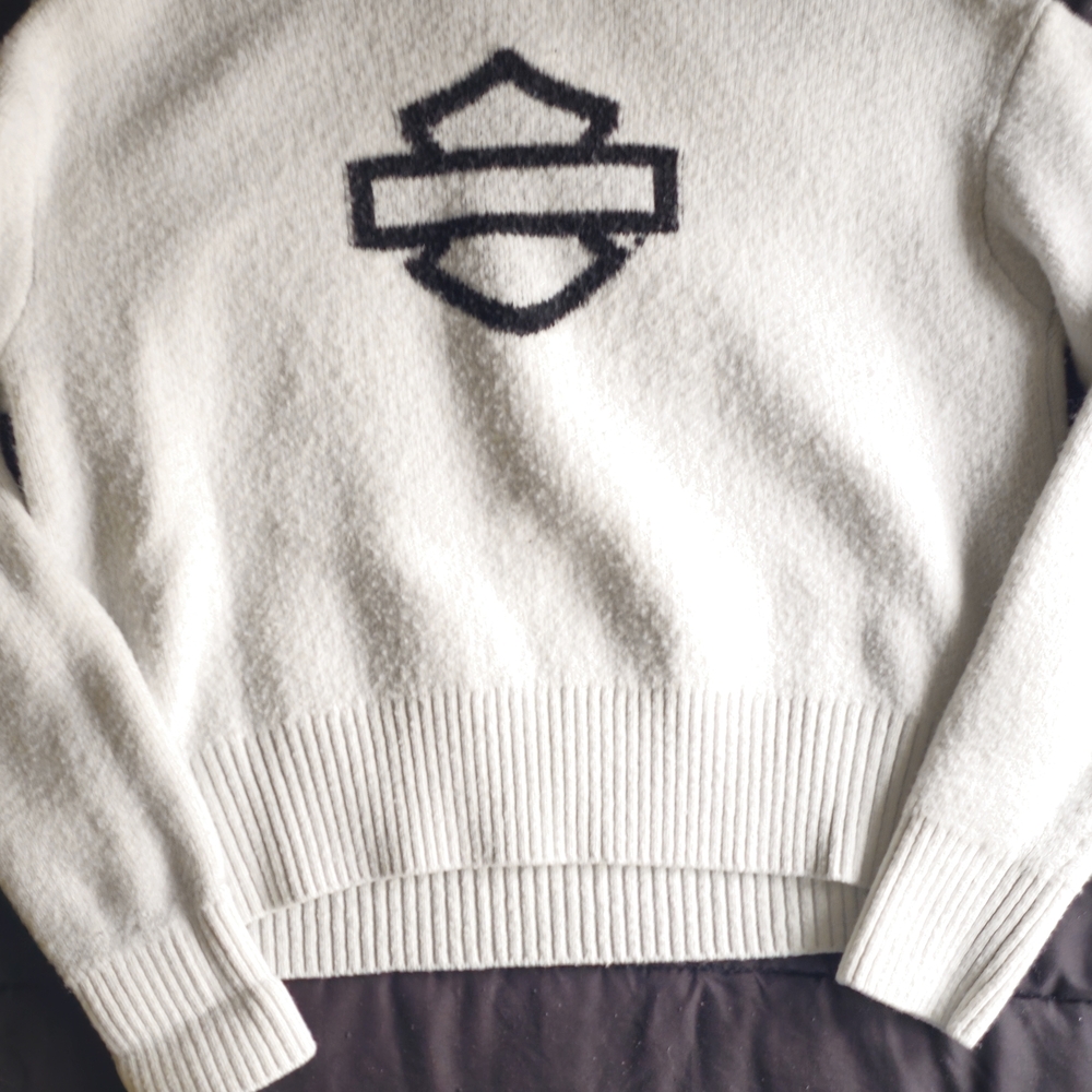 White Sweater with Black Logo